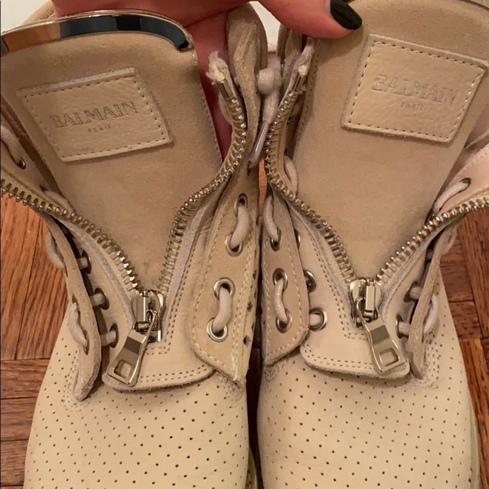 Balmain Cream Suede/Leather Perforated Boots - Picture 8 of 8